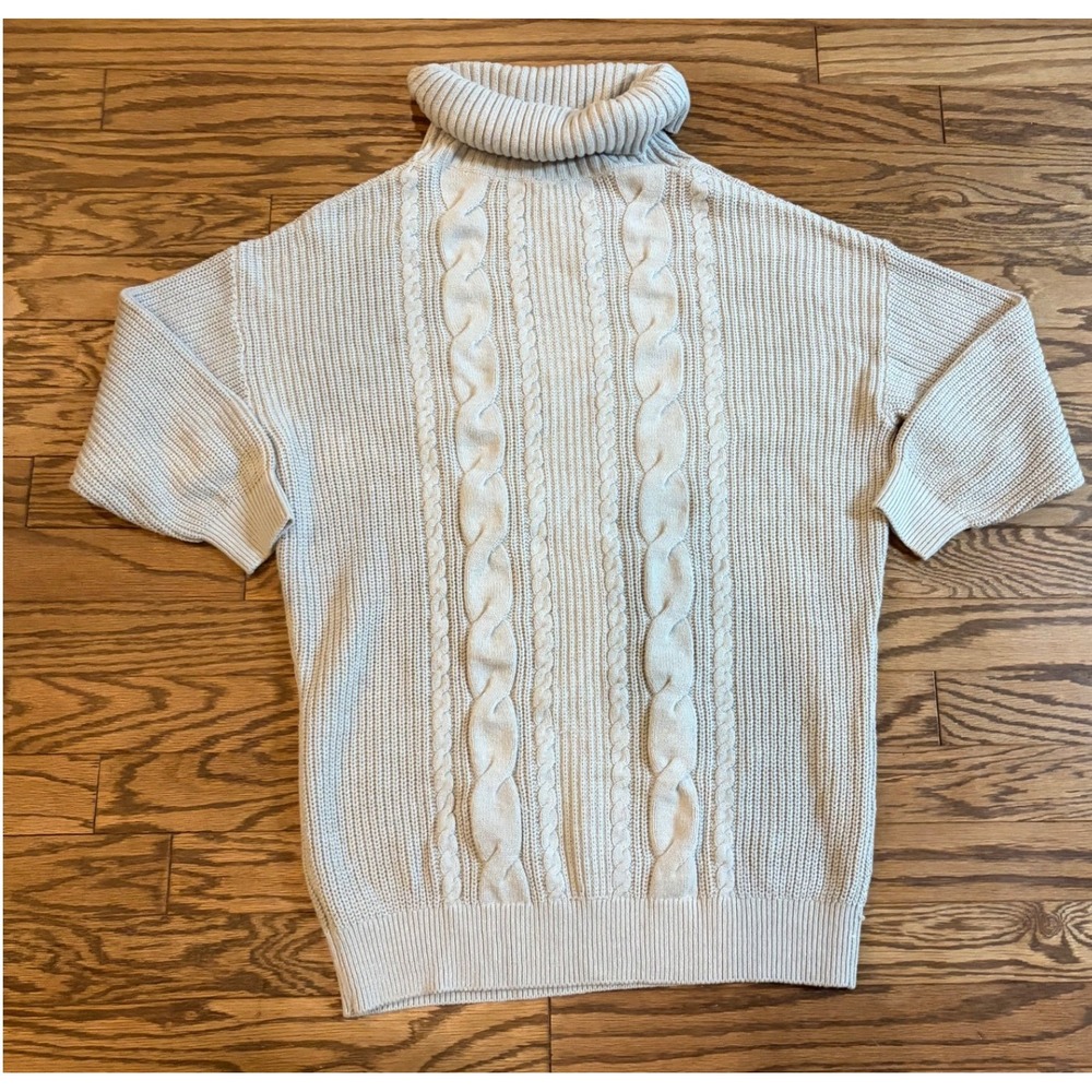 Express Cable Knit Turtleneck Sweater Womens XL Cream Chunky Knit Cozy NWT